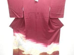 未使用品　寿光織　孔雀に枝梅模様織り出し一つ紋色留袖